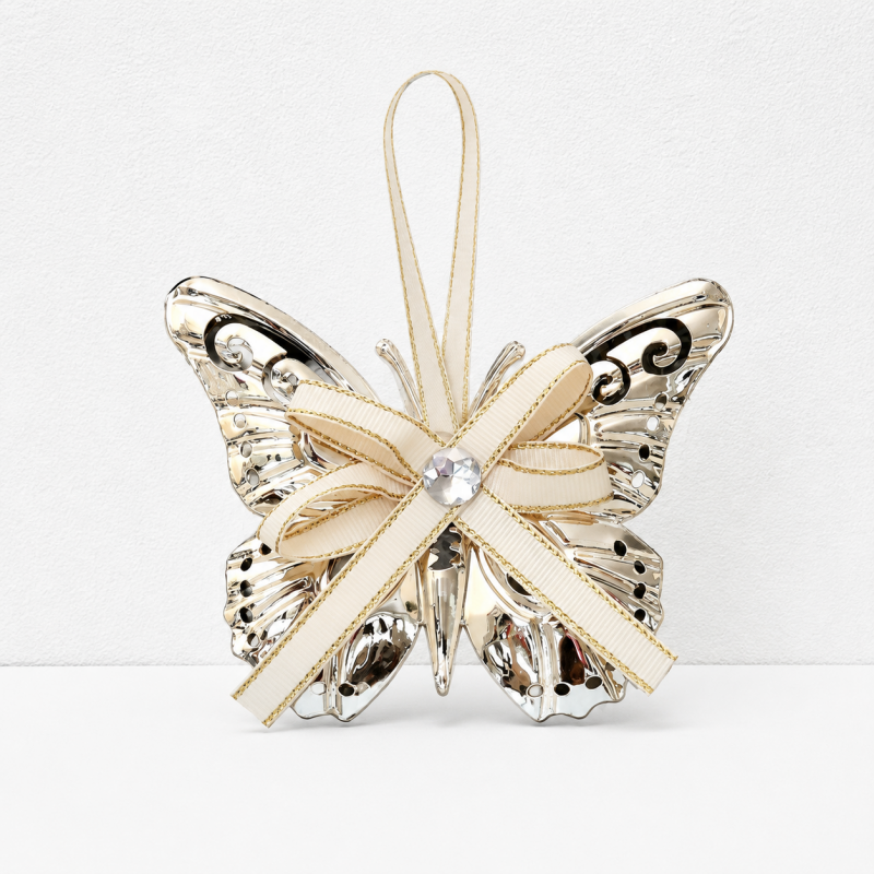 CouldNook Christmas Iron Hanging Ornament - Cutout Shapes and Ribbon Bow