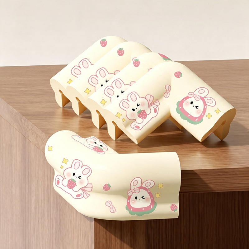 CloudNook L-Shaped Corner Guards-Thickened Removable Strawberry Rabbit Print