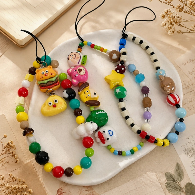 CouldNook Mixed Motif Beaded Phone Charm - Loop Cord Attachment