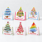 CouldNook Painted Christmas Tree Greeting Card - Colorful Cutout Top