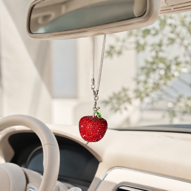 CouldNook Rhinestone Apple Charm - Crystal Car Pendant