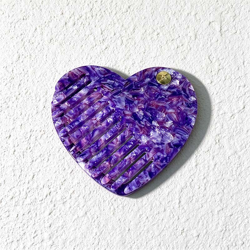 CouldNook Heart Mirror Comb - Marbled Acetate and Swivel Opening Detail