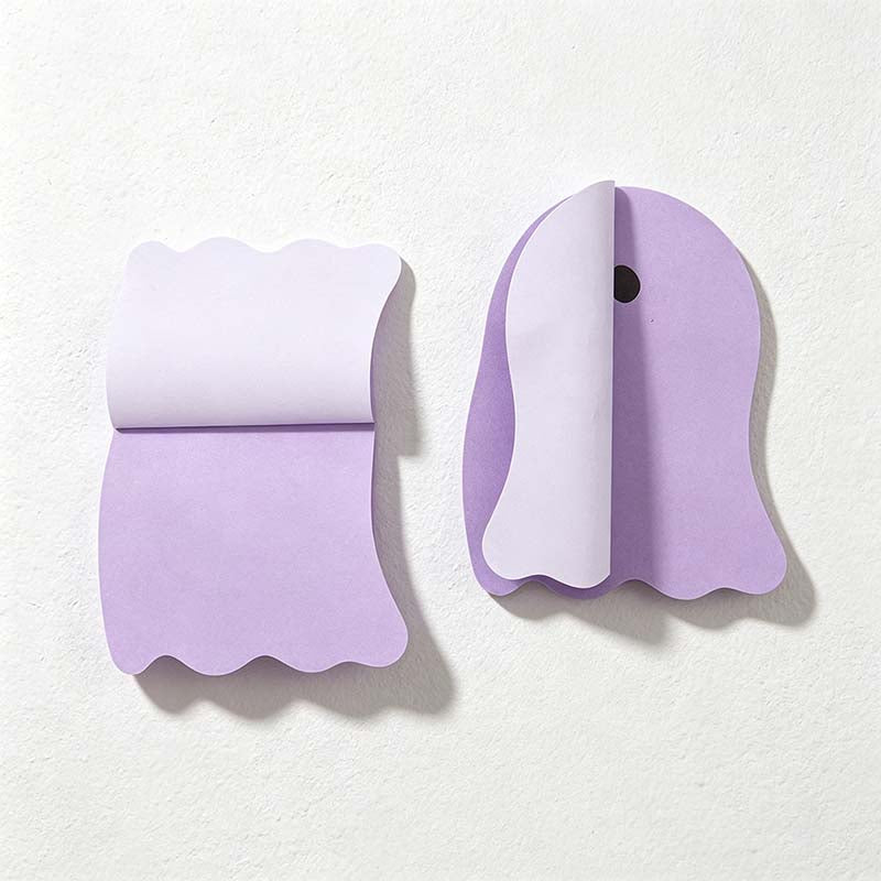 CouldNook Pastel Ghost Sticky Notes - Simple Face and Scalloped Shape