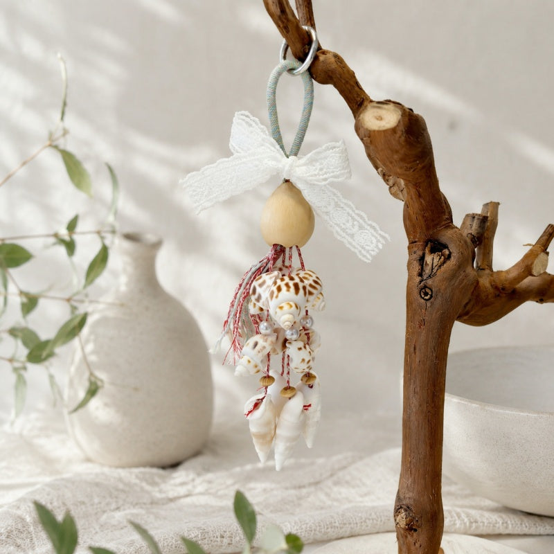 CouldNook Seashell Bag Charm - Coastal Lace Keychain