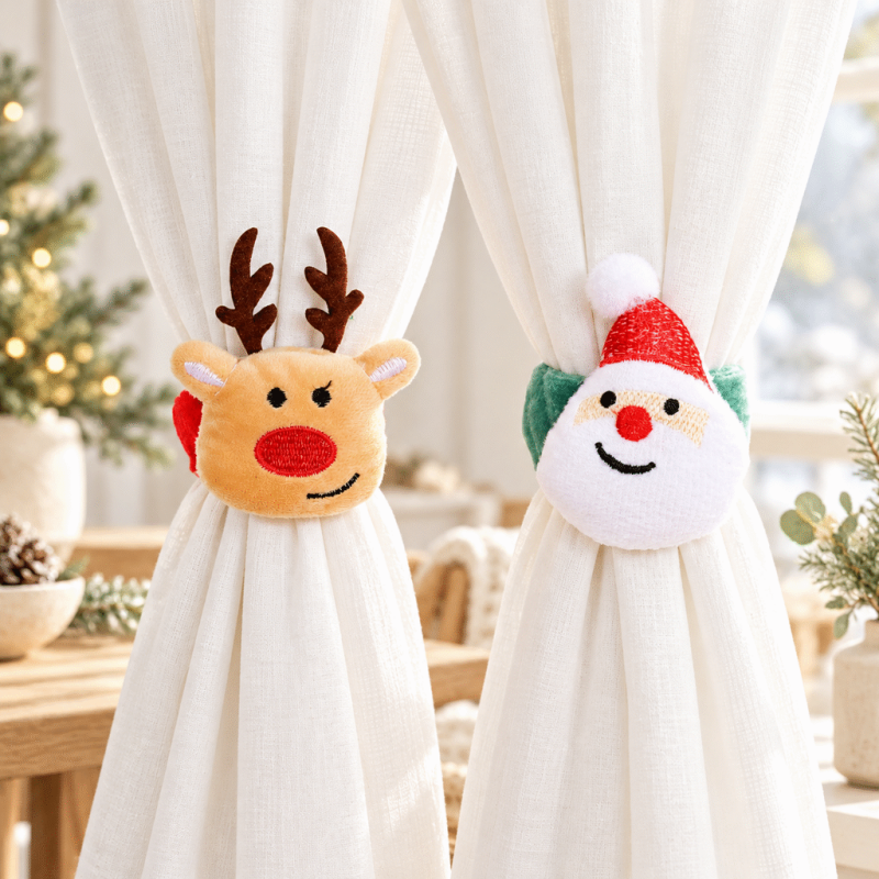 CouldNook Christmas Face Curtain Tieback - Plush Band