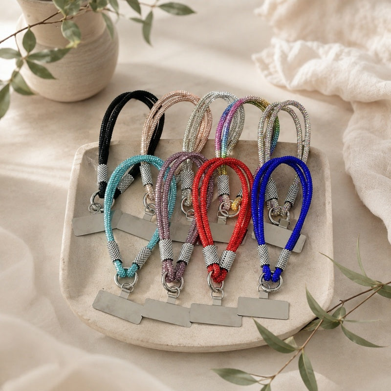 CouldNook Double Strand Rhinestone Phone Wrist Strap - Metal Tether