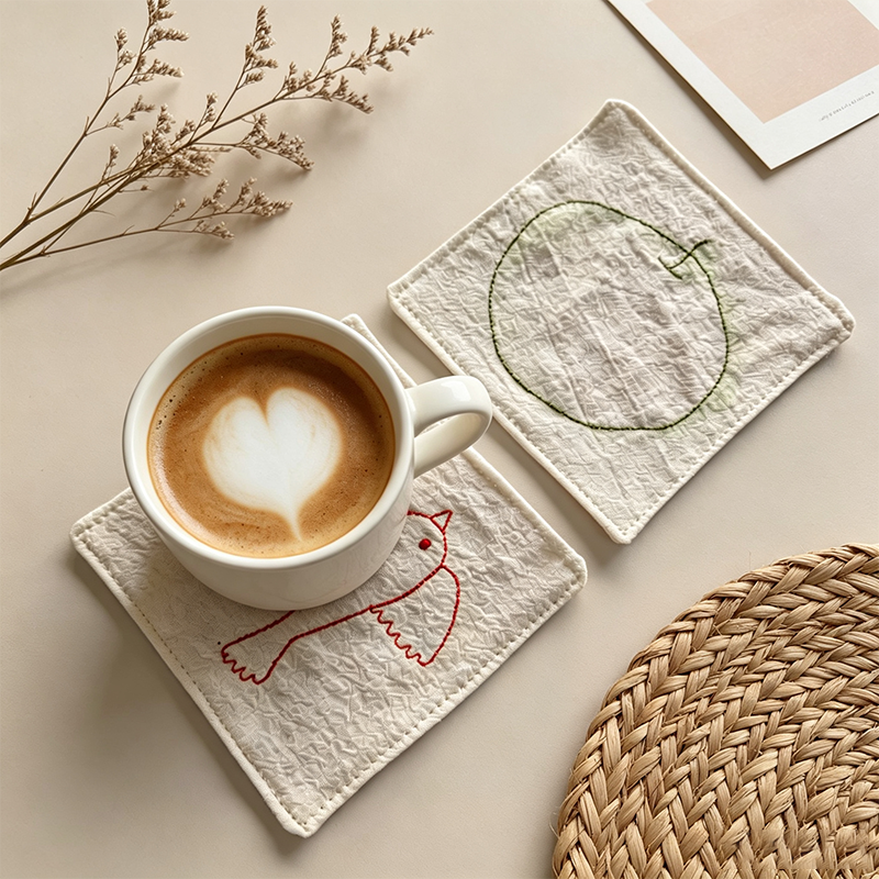 CouldNook Minimal Stitch Drink Coaster - Warm Table Accent