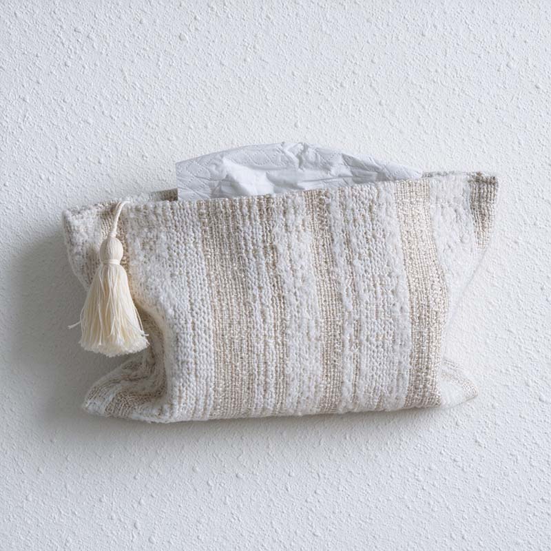 CouldNook Tassel Tissue Pouch - Woven Stripes And Zip Storage