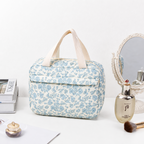 CouldNook Quilted Cosmetic Travel Bag - Floral Prints and Handles
