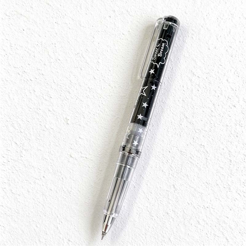 CouldNook Star Print Gel Pen - Clear Barrel And Ribbed Grip