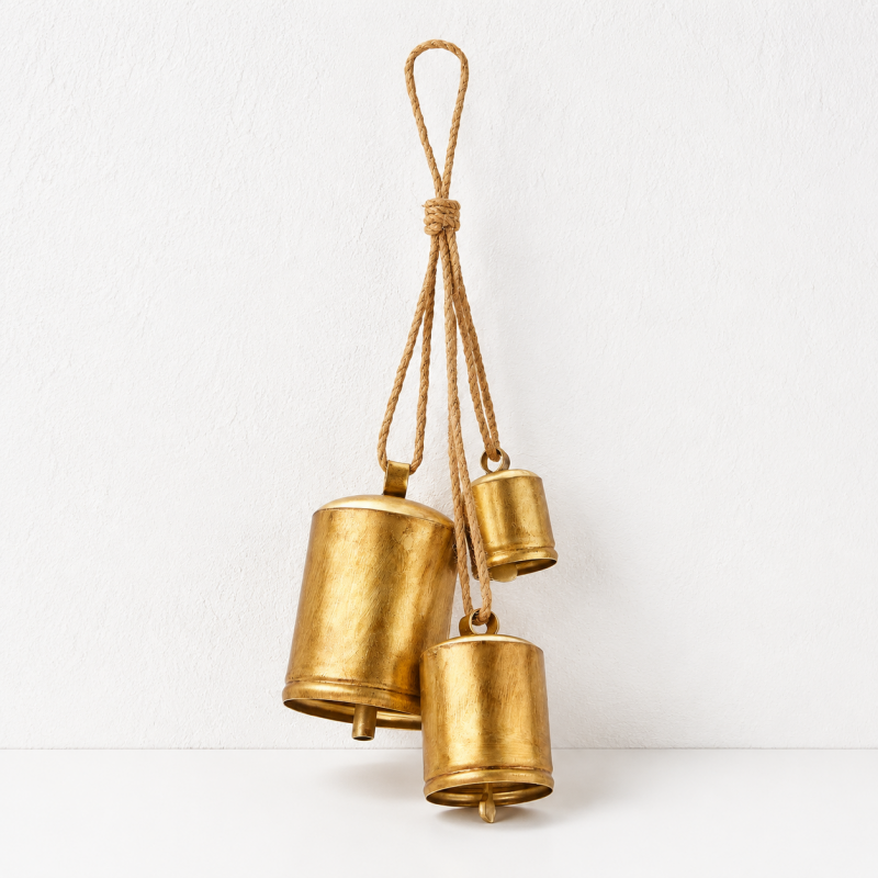 CouldNook Cup Bell Hanging Cluster - Gold Tone Corded Ornament