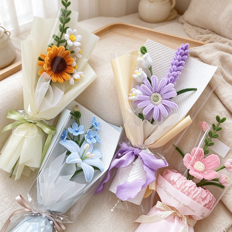 Artificial Flower Bouquet with Textured Petals and Wrapping