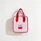CouldNook Pink Gingham Makeup Bag - Cherry Motif And Red Handles