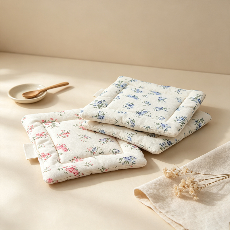 CouldNook Floral Quilted Rectangle Kitchen Pad - Thoughtful Travel Companion
