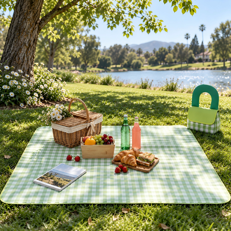 CouldNook Plaid Foldable Picnic Mat - Broad Carry Handle