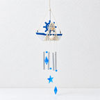 CouldNook Nautical Sailboat Wind Chime - Hanging Tubes And Blue Charms