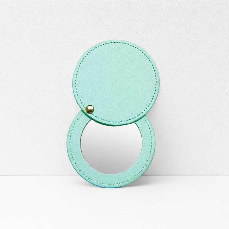 CouldNook PU Leather Rotating Compact Mirror - Portable Round Travel Mirror