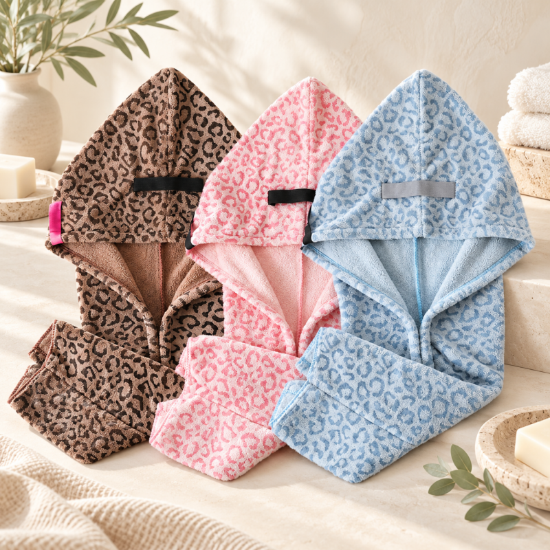 CouldNook Hair Drying Wrap - Wide-Tail Leopard Pattern