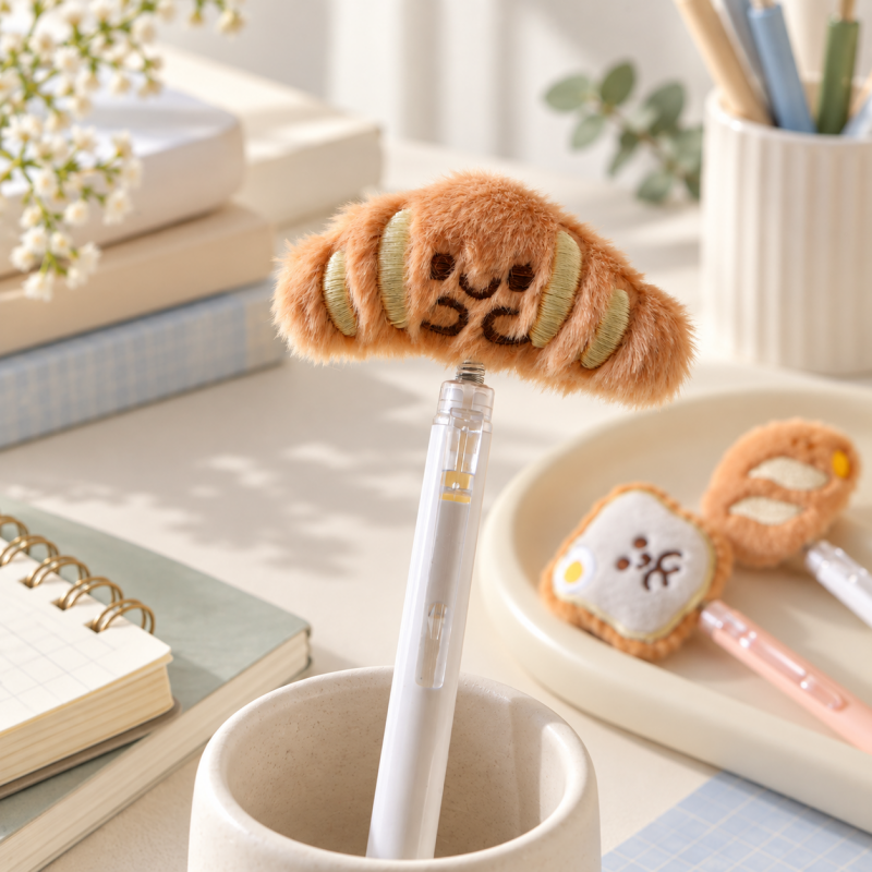 CouldNook Plush Gel Pen - Spring-Mounted Animal and Bakery Toppers