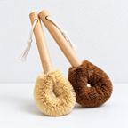 CouldNook Coir Dish Brush - Looped Bristle Head And Hanging Cord
