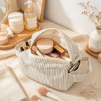CouldNook Fine Stripe Toiletry Bag - Wide Zipper And End Handles