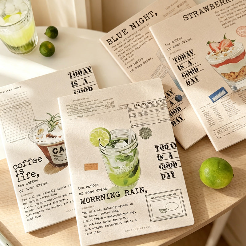 CouldNook Stitched Notebook - Food Illustrations and Lightly Ruled Writing Pages