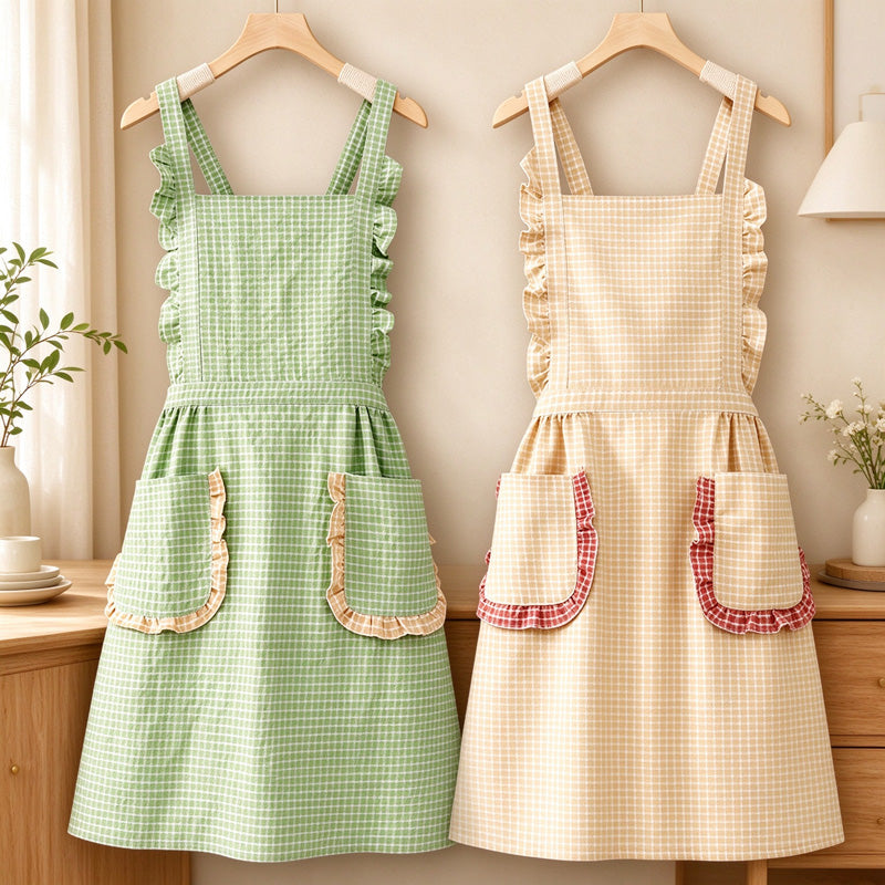 CouldNook Cotton Cooking Apron - Check and Stripe Styles