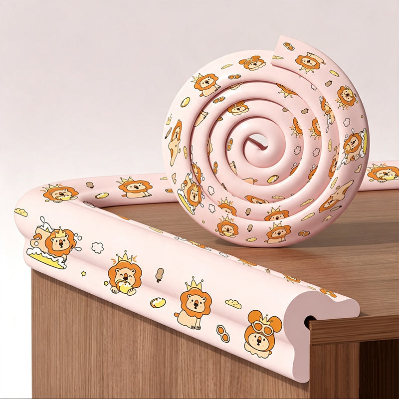 CloudNook L-Shaped Edge Guard-Thickened Removable Crown Lion Print