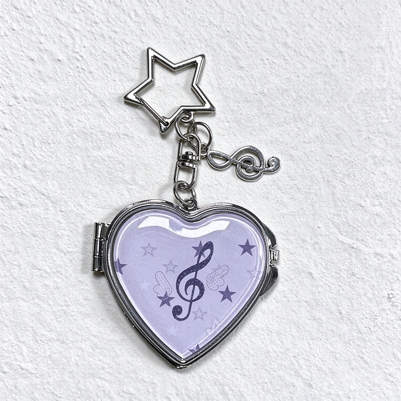 CouldNook Heart Mirror Keychain - Star and Music Charms