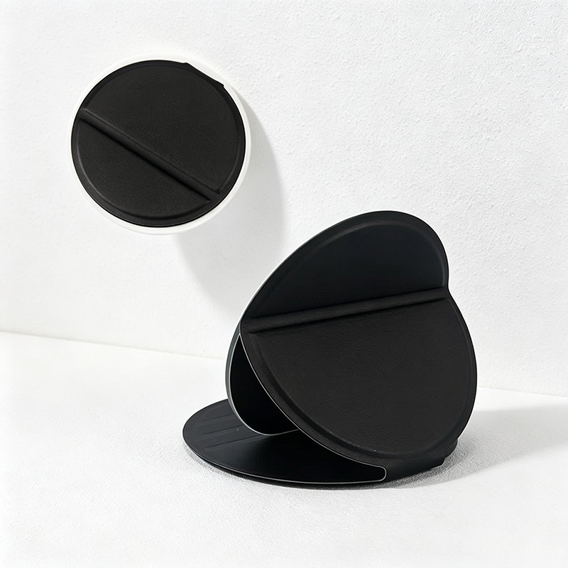 CouldNook Folding Stand Mirror - Round Faux Leather Cover