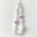 CloudNook Beaded Phone Wrist Strap-Purple House Bow Design