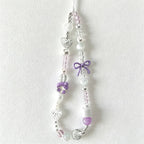 CloudNook Beaded Phone Wrist Strap-Purple House Bow Design