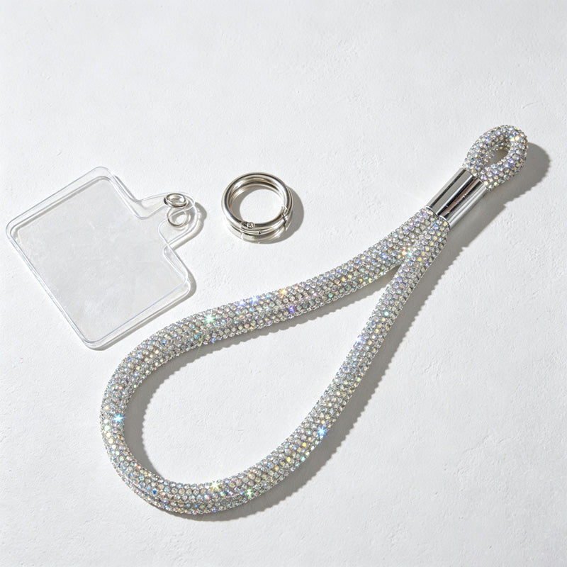 CouldNook Rhinestones Set Wrist Phone Strap with Closely Set Reflective Stones