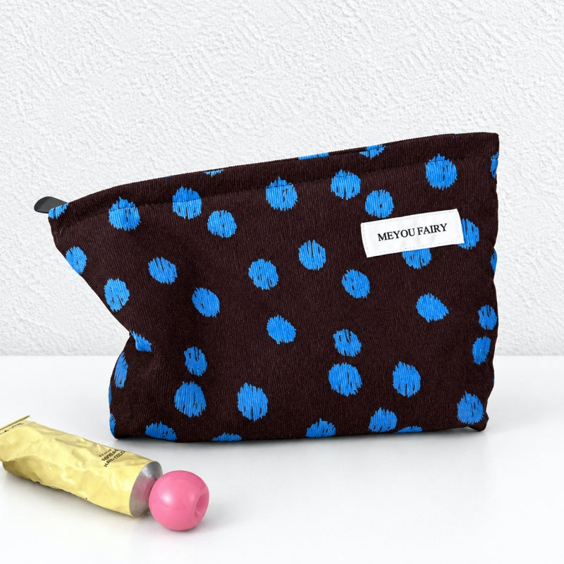 CouldNook Dot Pattern Cosmetic Pouch - Ribbed Texture and Zipper