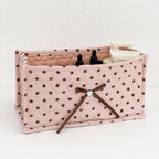 CouldNook Polka Dot Quilted Storage Bin Rectangular Bow‑Decorated Desktop Organizer