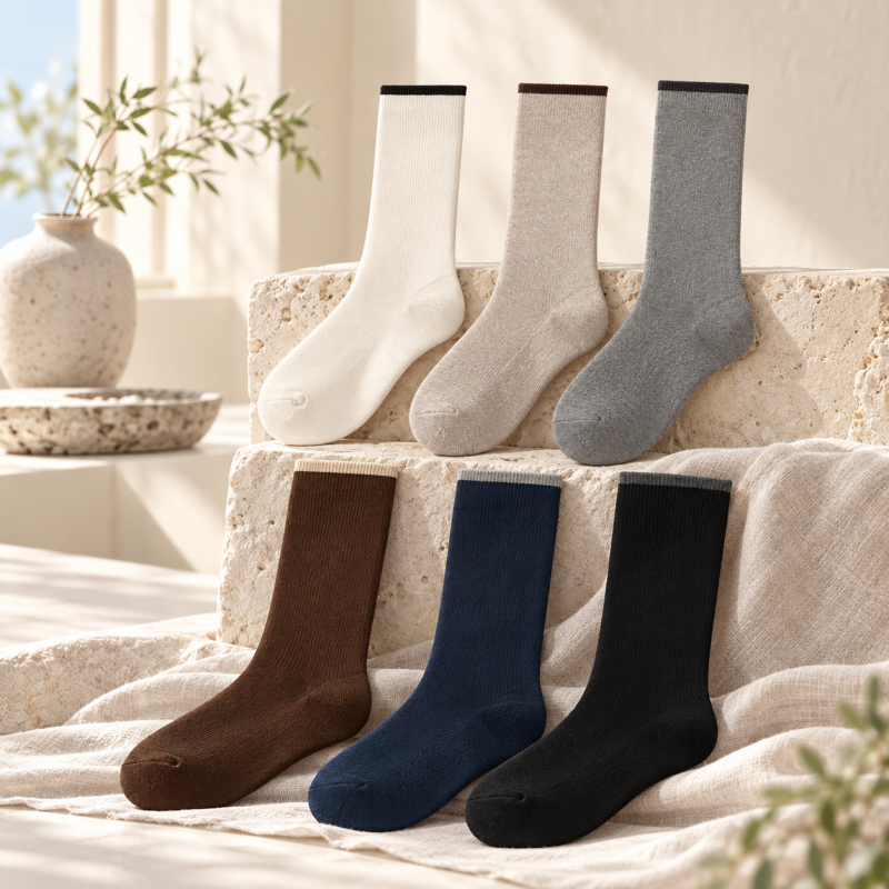CouldNook Ribbed Calf Socks - Contrast Top Trim