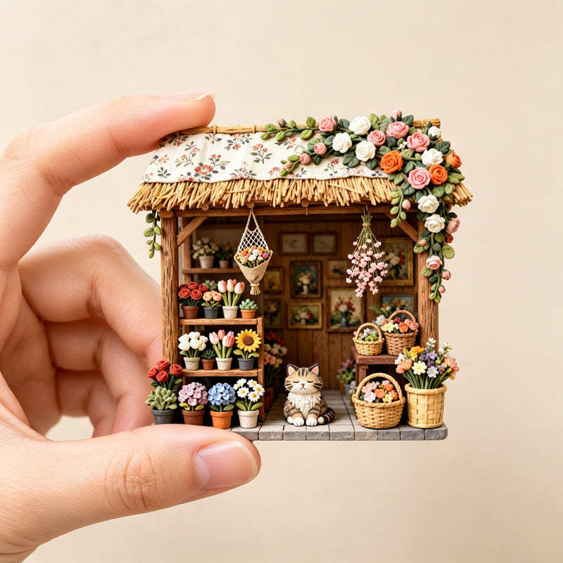 CouldNook Miniature House Fridge Magnet - Raised Shopfront and Cottage Scenes