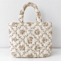 CouldNook Floral Cotton Handbag - Quilted Stitching And Short Fabric Handles