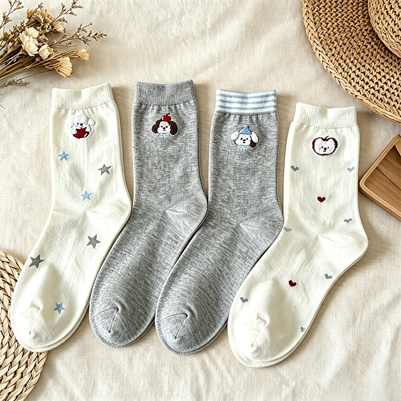 CouldNook Cozy Embroidered Pet Ankle Socks - Everyday Footwear Accent