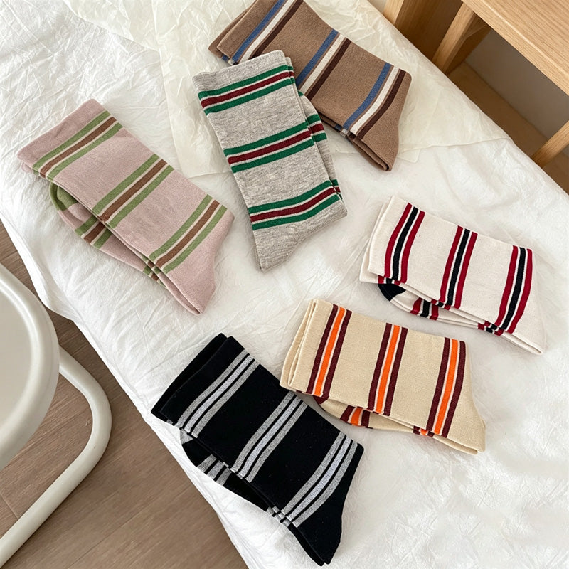 CouldNook Striped Crew Socks-Horizontal Stripe Pattern