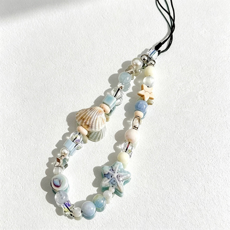 CloudNook Beaded Phone Wrist Strap-Ocean Shell Star Charms