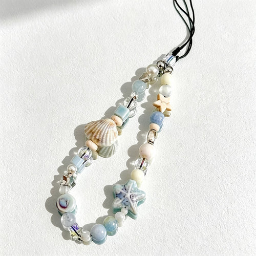 CloudNook Beaded Phone Wrist Strap-Ocean Shell Star Charms
