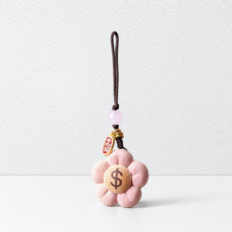 CouldNook Fake Wooden Flower Phone Charm - Lucky Pendant Strap