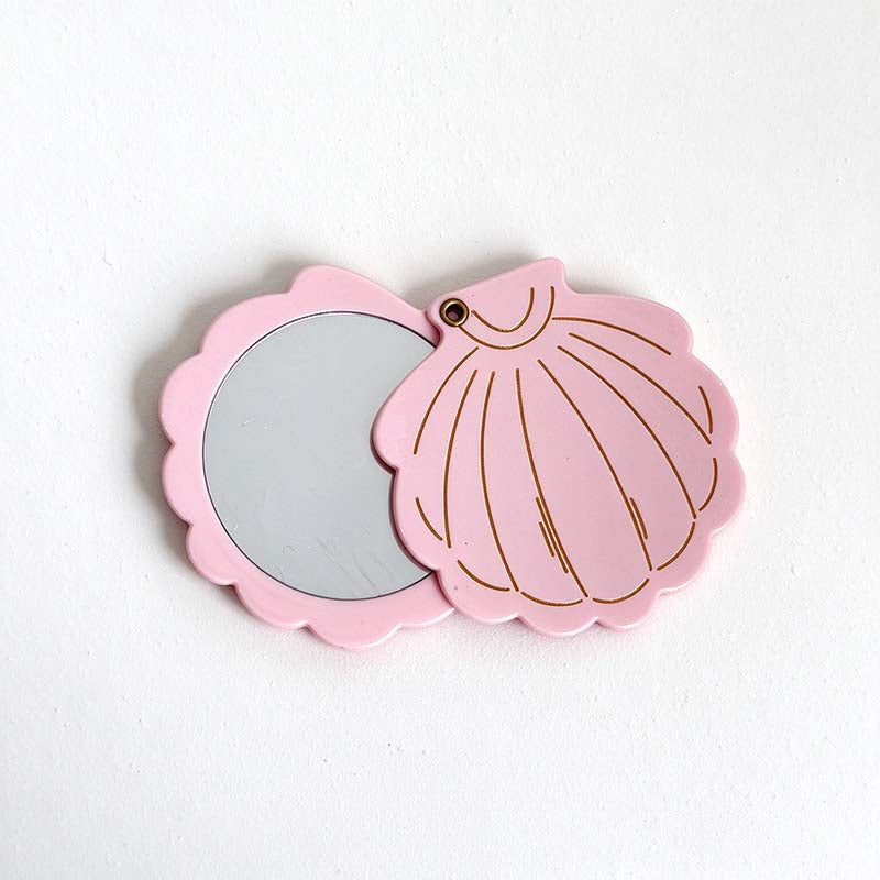 CouldNook Shell Swivel Pocket Mirror - Gold Rib Lines