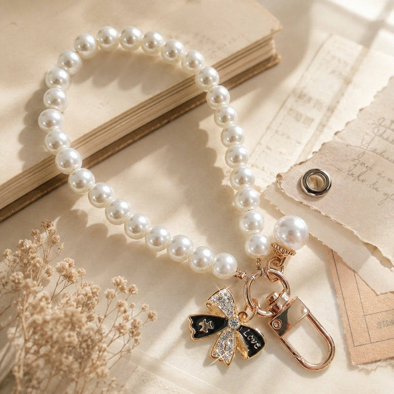 CouldNook Bow and Flower Phone Tab Charm - Pictured motif detailing
