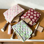 CouldNook Quilted Floral Pattern Cosmetic Bag - Vanity Storage Accent