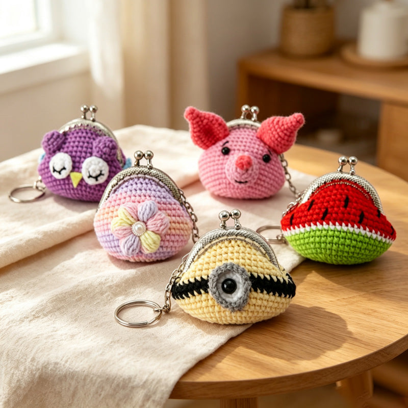 CouldNook Yarn Character Coin Purse - Metal Kiss-Lock Frame