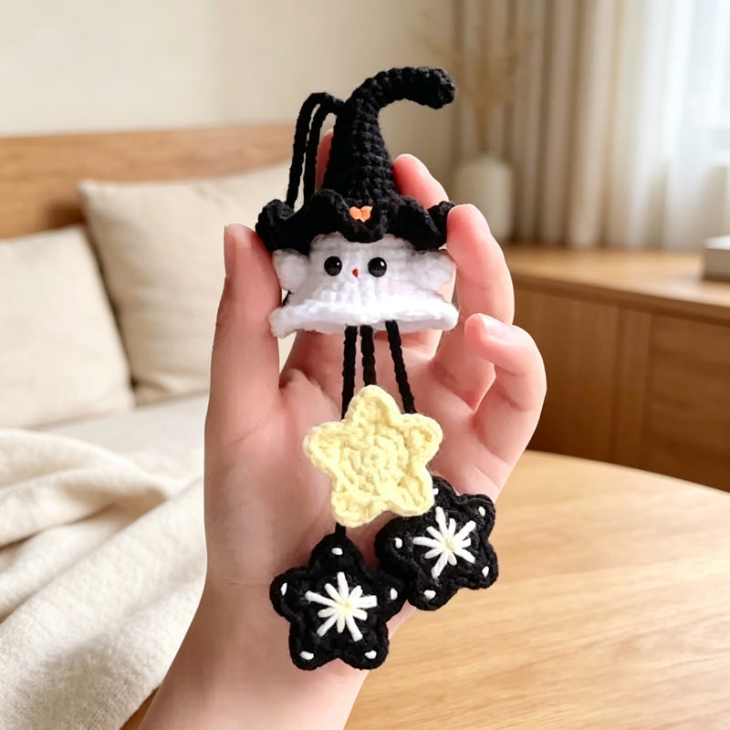 CouldNook Yarn Ghost Hanging Ornament - Witch and Pumpkin Designs