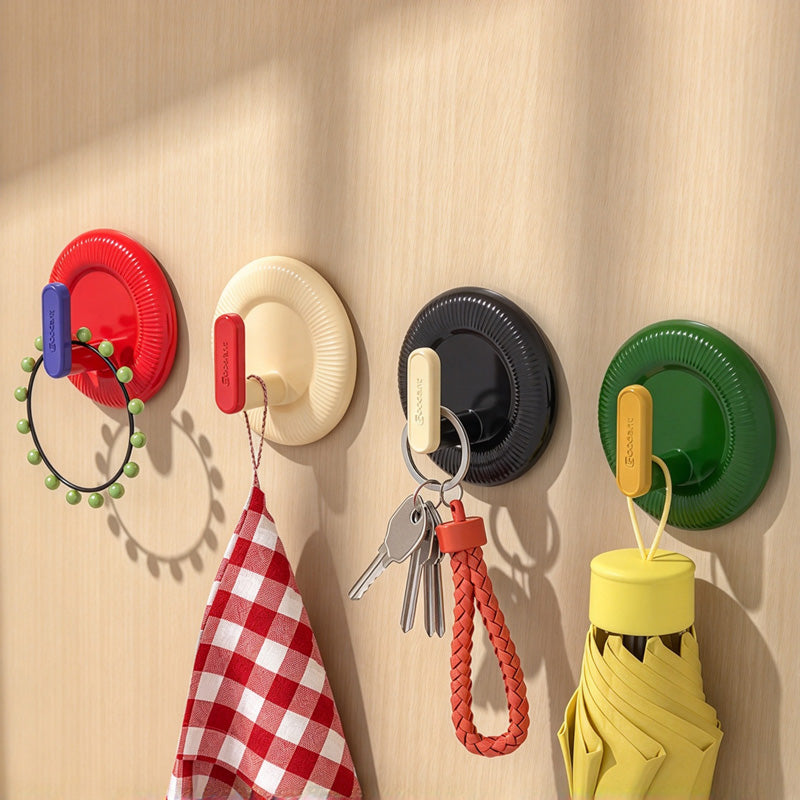 CouldNook Round Adhesive Hook Set - Ridged Backplates and Contrasting Centers
