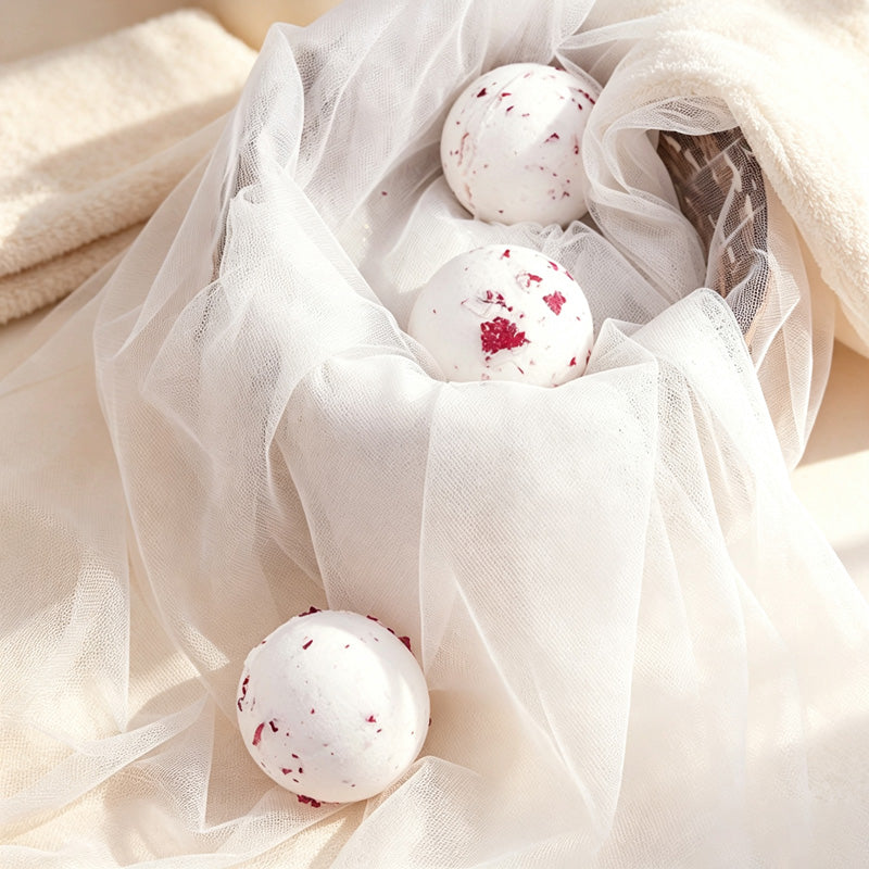 CouldNook Milk Rose Bath Bomb - Petal Speckled Sphere
